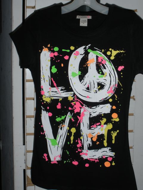 6 Pcs Ladies Neon Print Baby Doll T shirts LOVE